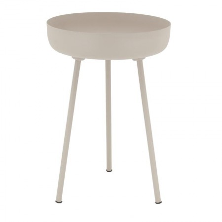 Table d'appoint ronde en métal teinté beige ø 33 h 48 cm