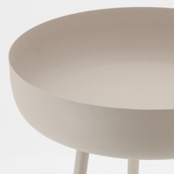 Round table in dyed metal beige ø 33 h 48 cm