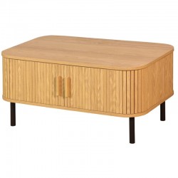 Coffee table in medium 2 doors with wooden handles 120 x 60 x 41 cm