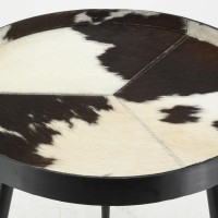Round metal coffee table with black and white cowhide top ø 50 h 45 cm