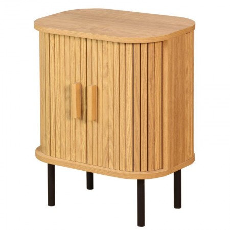 Table de nuit en médium 2 portes, pieds en métal