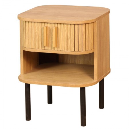 Medium bedside table, 1 drawer and 1 storage niche, metal legs 40 x 30 x 55 cm