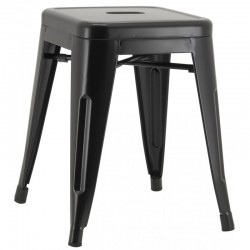 Industrial Low Lacquered Black Stool Black: Softening Sits Vintage Design & Standable Stackable Metal Chair
