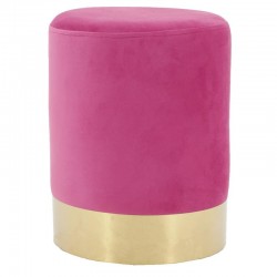 Pouf in pink velvet and gold metal ø 29 h 39 cm