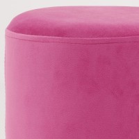 Poef in roze fluweel en goud metaal ø 29 h 39 cm