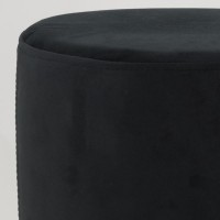 Pouf en velours noir et métal doré ø 29 h 39 cm