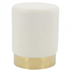 Pouf en bouclette et métal doré ø 29 h 39 cm