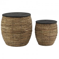 Set of 2 banana chests with wooden lid