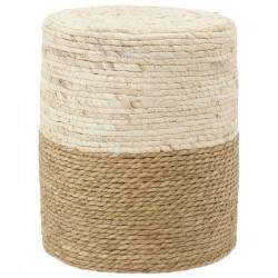Runder Hocker aus Mais und weißer und natürlicher Jute, ø 34 h 41,5 cm