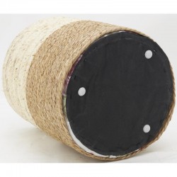 Runder Hocker aus Mais und weißer und natürlicher Jute, ø 34 h 41,5 cm