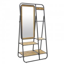 Mobile spogliatoio da ingresso in legno e metallo con ripiani e specchio