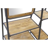 Meuble d'entrée vestiaire en bois et métal avec étagères et miroir