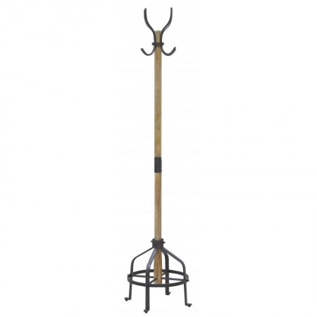 Coat rack on metal and wood legs, 4 hooks