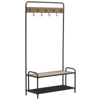 Szatnia w półkach metalowych i drewnianych i 3 płaszcze