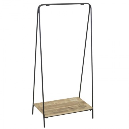 Porte-manteaux pliable en métal et bois recyclé