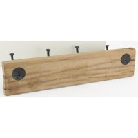 Kapstokhaak van gerecycled hout. 4 metalen haken 54 x 14 x 13 cm
