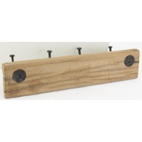 Recycled wooden hook 4 metal hooks Eco-Friendly vintage wall coat rack 54 x 14 x 13 cm