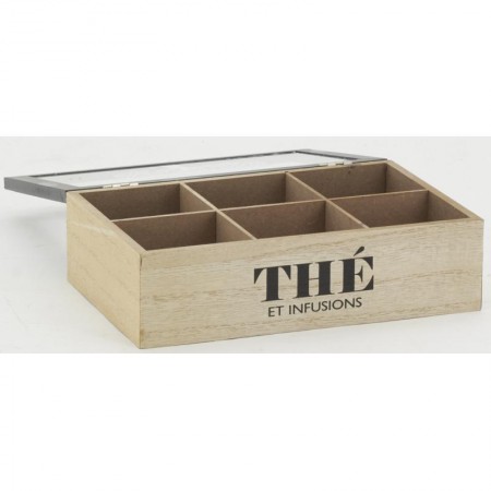 Vitrine Bois Et Verre 6 Compartiments Pour Thé Ou Café - Boîte De Rangement Élégante