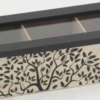 Boite à thé 3 compartiments en bois teinté
