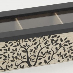 Boite à thé 3 compartiments en bois teinté