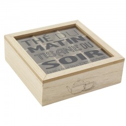 Boite à thé en bois et verre 9 compartiments