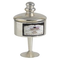 Cakes on foot in antique metal bonbonnière Vintage patinic display stand