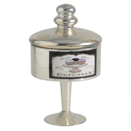 Boite à gâteaux sur pied en métal antique