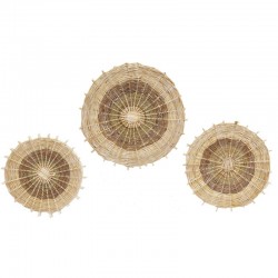 Lot de 3 disques ronds en osier - Décorations murales en osier