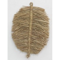 Set of 2 leaf-shaped wall decorations in natural jute