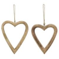 Set de 2 corazones colgantes de madera