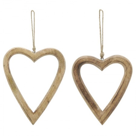 Set van 2 houten hangende harten