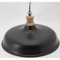 Lampada a sospensione in metallo laccato nero e legno ø 60 cm