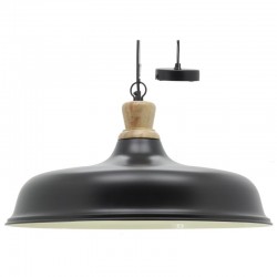 Lampe suspension en métal laqué noir et bois ø 60 cm