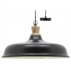 Lampada a sospensione in metallo laccato nero e legno ø 60 cm