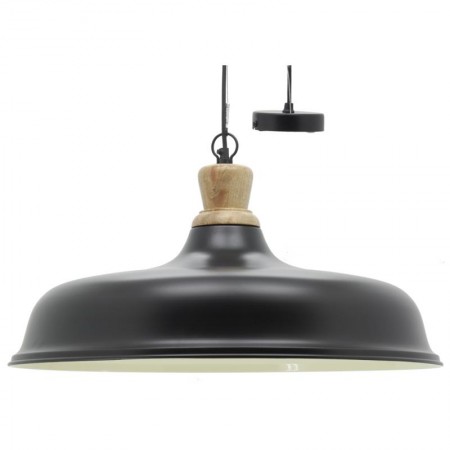 Lâmpada lacada em metal lacado preto Ø 60 cm: luz chique de teto industrial para sala de estar e cozinha