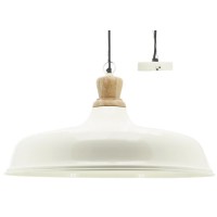 Lampada di sospensione in metallo laccato bianco e legno Ø 60 cm