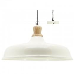 Lampada di sospensione in metallo laccato bianco e legno Ø 60 cm