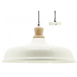 Vitlackerad metallfjädringslampa och trä Ø 60 cm: Modern skandinavisk design ljuskrona för vardagsrum och matsal