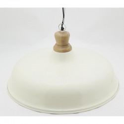 Lampe suspension en métal laqué blanc et bois ø 60 cm