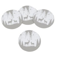 Lot de 4 dessous de verres en vinyl décor cerfs