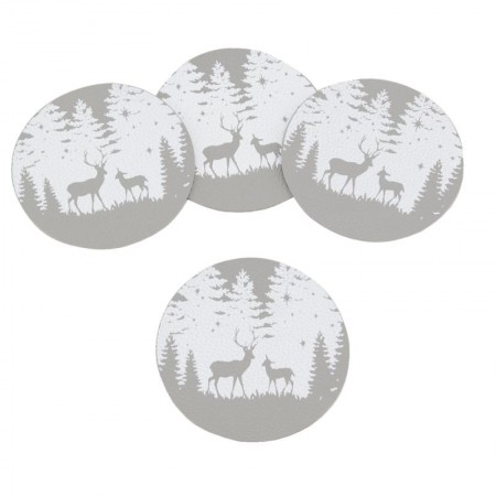 Lot de 4 dessous de verres en vinyl décor cerfs