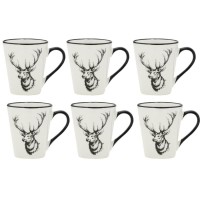 Zestaw 6 Porcelanowych Cups Decor Deer