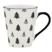 Set of 6 porcelain cups with fir tree decor