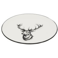 Juego de 6 platos de porcelana decoración ciervo ø 19 cm