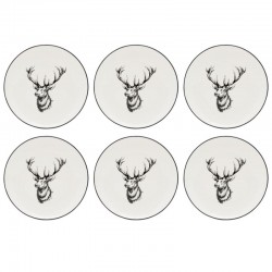 Lot de 6 assiettes en porcelaine décor cerf ø 19 cm