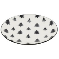 Lot de 6 assiettes en porcelaine décor sapins ø 19 cm