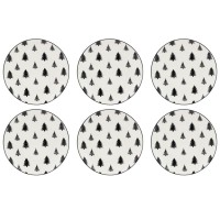 Lot de 6 assiettes en porcelaine décor sapins ø 19 cm