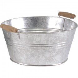Round zinc basket with wooden handles ø 30 h 11 cm