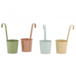 Plant pots with lacquered metal hook to hang on balcony, window sill, railing