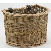 Panier vélo en osier brut et buff avec sangles
